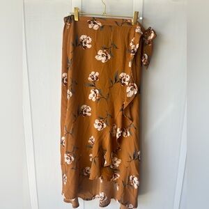 Asymmetrical Wrap Skirt Floral Pattern Size Medium